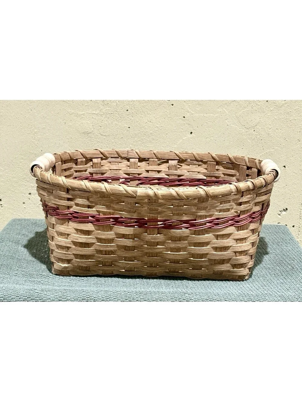 Vintage Cottagecore Splint Woven Wood Basket